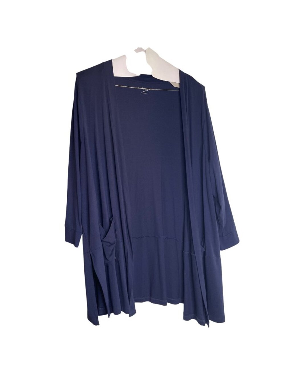 Kim Rogers Curvy Open Front Navy Cardigan Pockets Plus Size 1X u